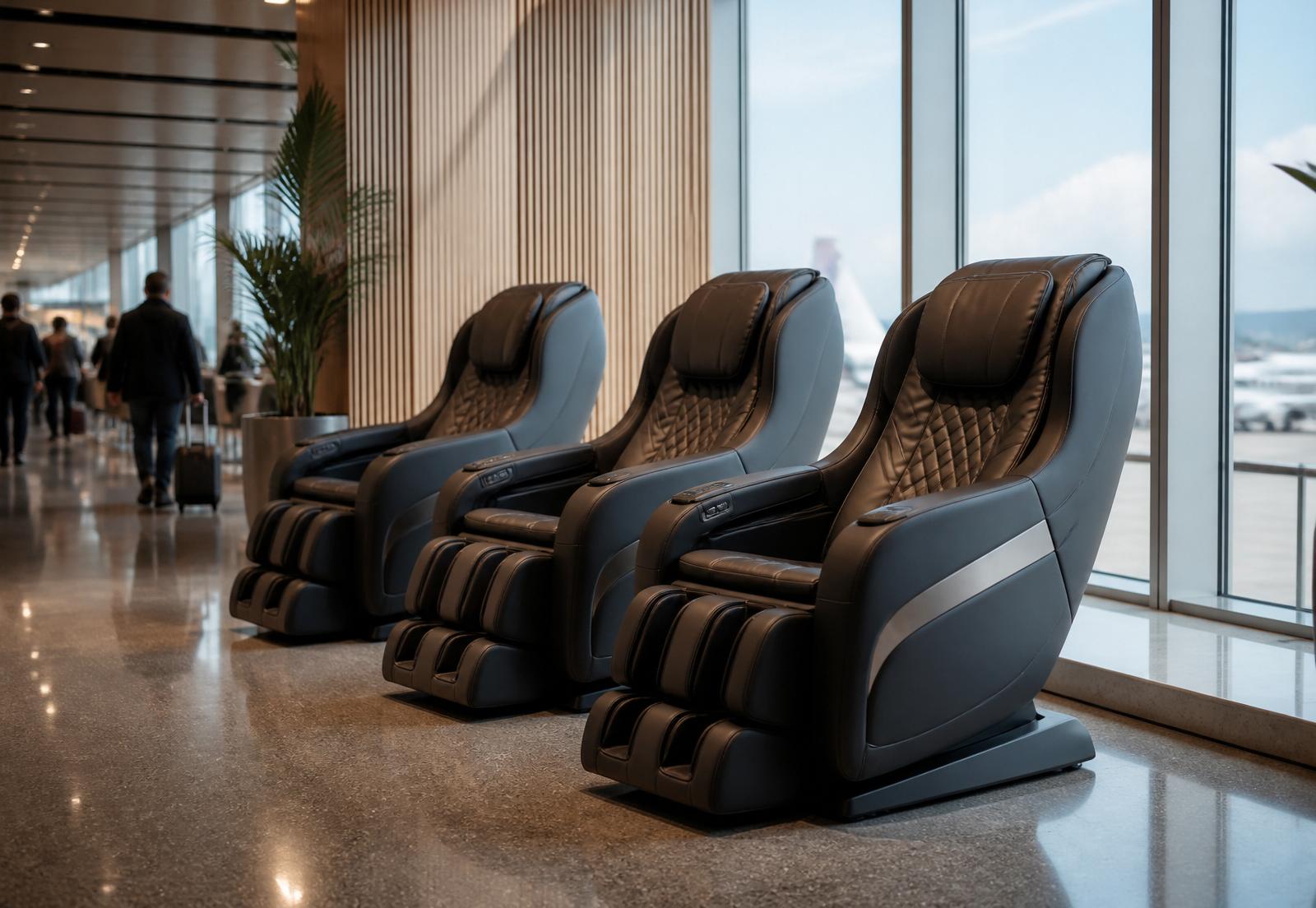 Massage chairs in an airport terminal